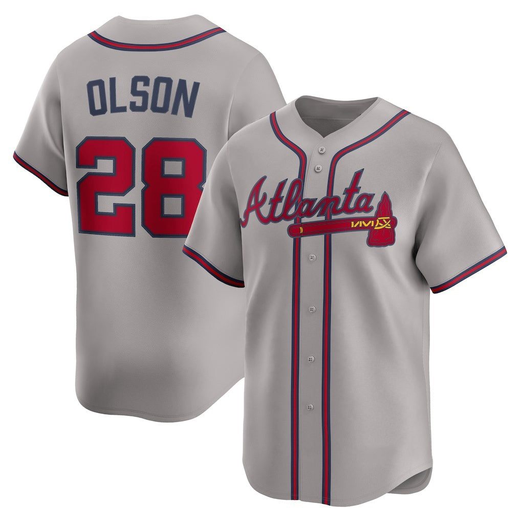 Atlanta Braves #28 Matt Olson Gray Jereymy Road Limited Player Jersey