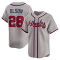 Atlanta Braves #28 Matt Olson Gray Jereymy Road Limited Player Jersey