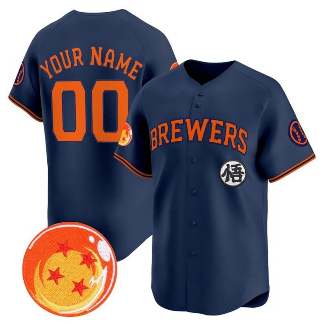 Custom Milwaukee Brewers x Dragon Ball Navy Jereymy Vapor Premier Limited Jersey - All Stitched