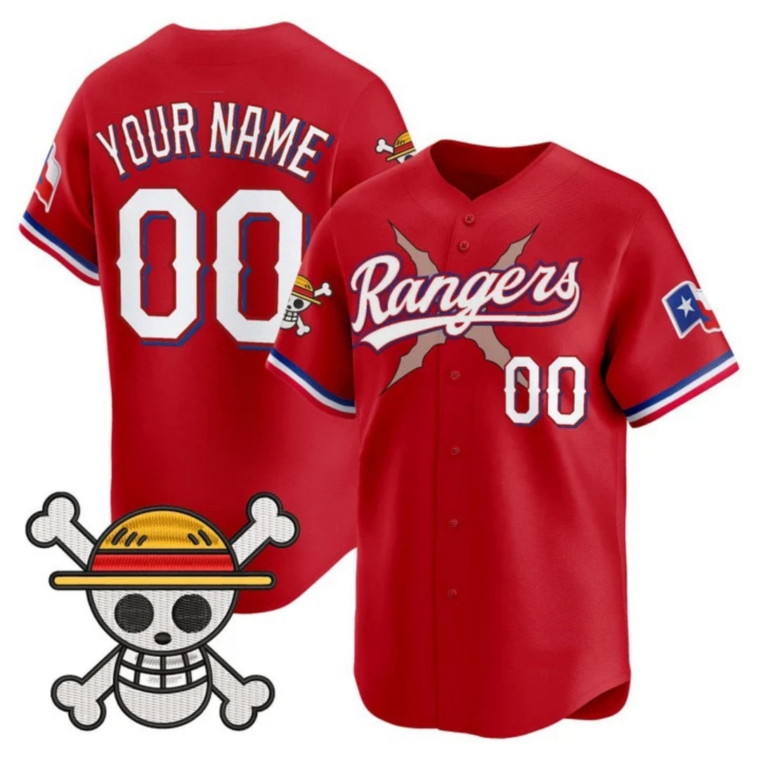 Custom Texas Rangers x One Piece Red Jereymy Vapor Premier Limited Jersey - Stitched