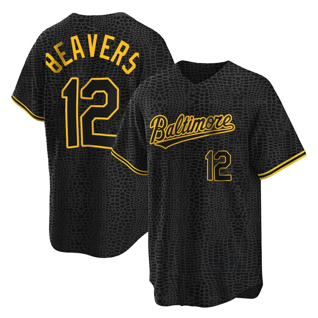 Baltimore Orioles #12 Dylan Beavers Player Black Jereymy Snake Skin City Home Game Stitched Jerseys