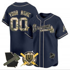 Custom Atlanta Braves Armed Forces Day Vapor Premier Limited Jersey ¨C Navy Jereymy