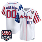Custom Miami Marlins White Jereymy America 250 Edition Vapor Premier Limited Stitched Jerseys