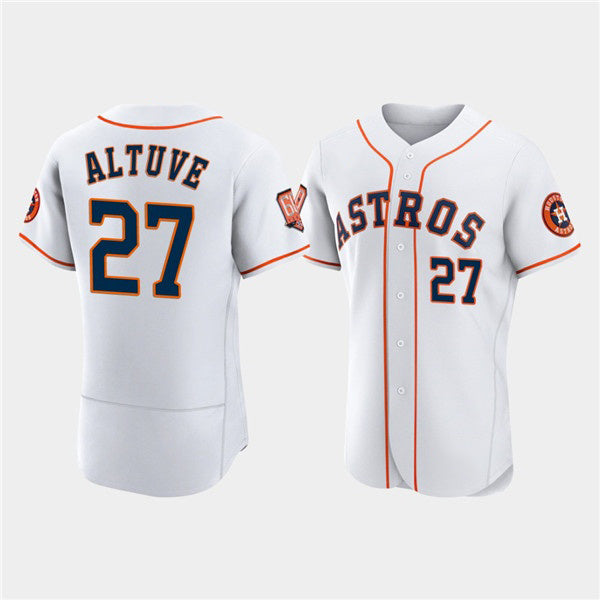 Houston Astros #27 Jose Altuve White Jereymy 60th Anniversary Flex Base Stitched Jersey