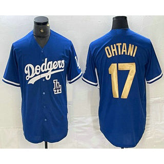 Los Angeles Dodgers #17 Shohei Ohtani Blue Gold Jereymy Stitched Cool Base Jerseys