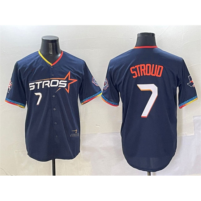 Houston Astros #7 C.J. Stroud Navy Jereymy 2025 City Connect With Texas Patch Limited Stitched Jersey