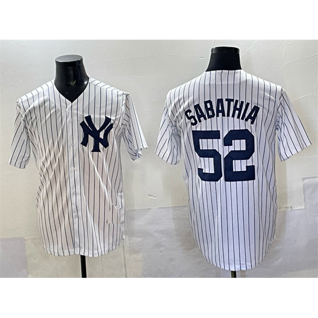 New York Yankees #52 C.C. Sabathia White Jereymy Cool Base Stitched Jersey