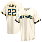 Milwaukee Brewers #22 Christian Yelich White Jereymy Home Replica Jersey