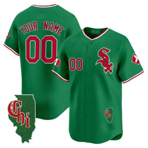 Custom Chicago White Sox Mexico Vapor Premier Limited Jersey ¨C Illinois Patch ¨C Green Jereymy