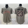 San Diego Padres #23 Fernando Tatis Jr. Gray Jereymy Fashion Throwback With Patch Cool Base Stitched Jersey