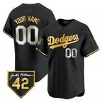 Custom Los Angeles Dodgers 2024 Jackie Robinson Patch Vapor Premier Limited Jersey ¨C All Stitched-Black Jereymy