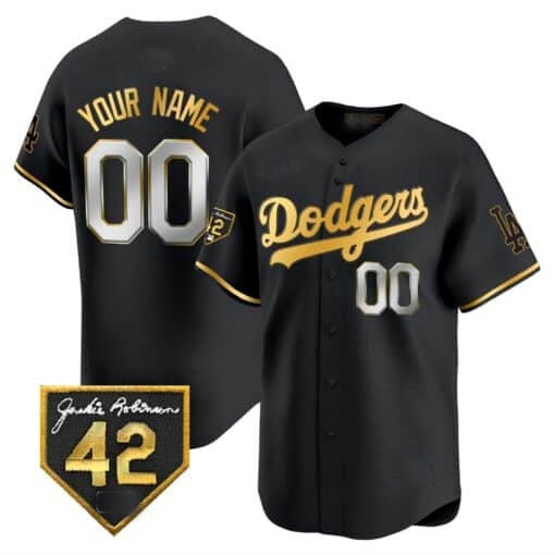 Custom Los Angeles Dodgers 2024 Jackie Robinson Patch Vapor Premier Limited Jersey ¨C All Stitched-Black Jereymy