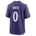 B.Ravens #0 Roquan Smith Purple Jereymy Team Game Jersey 2