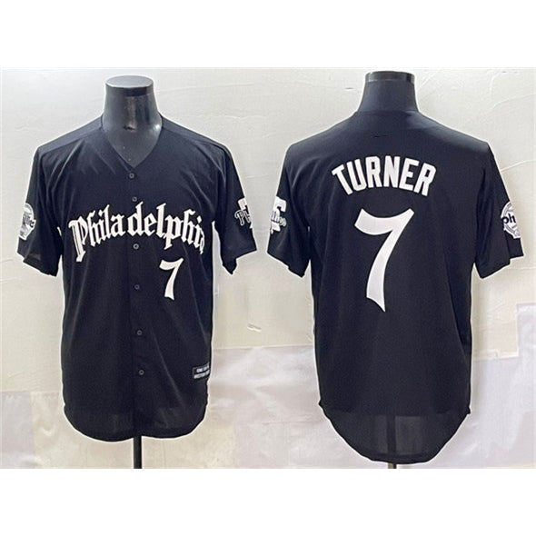 Philadelphia Phillies #7 Trea Turner Black Jereymy Gothic Vapor Limited Stitched Jersey