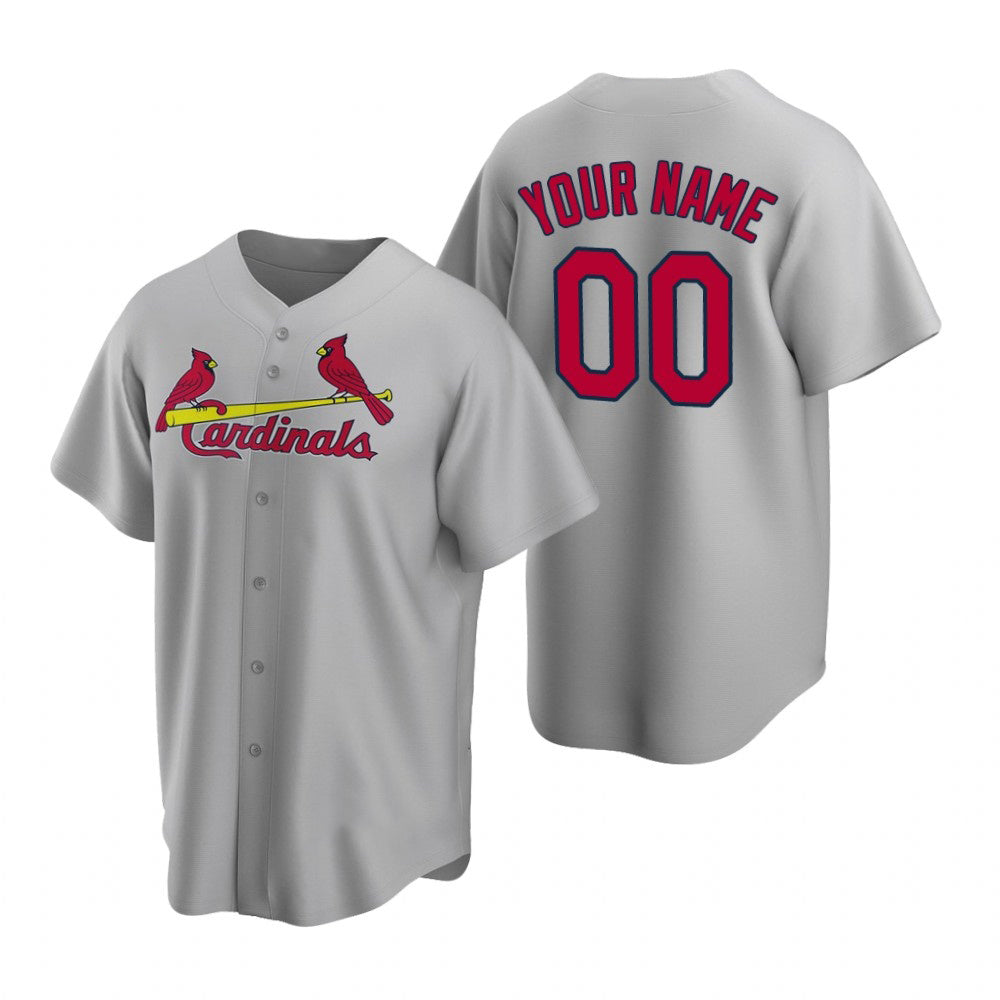 Custom St. Louis Cardinals Gray Jereymy Stitched Cool Base Road Jersey
