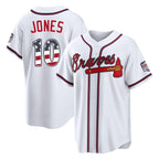 Atlanta Braves #10 Chipper Jones Player White Jereymy USA 250 Fourth Of July Limited Home Game Stitched Jerseys