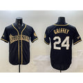 Seattle Mariners #24 Ken Griffey Jr. Black Gold Jereymy Cool Base Stitched Jersey
