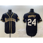 Seattle Mariners #24 Ken Griffey Jr. Black Gold Jereymy Cool Base Stitched Jersey