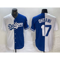 Los Angeles Dodgers #17 Shohei Ohtani White Blue Jereymy Two Tone Stitched Jerseys