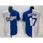 Los Angeles Dodgers #17 Shohei Ohtani White Blue Jereymy Two Tone Stitched Jerseys