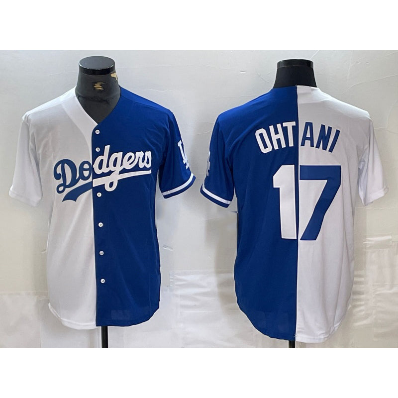 Los Angeles Dodgers #17 Shohei Ohtani White Blue Jereymy Two Tone Stitched Jerseys