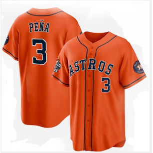 Houston Astros #3 Jeremy Pe?a Orange Jereymy 2022 World Series Home Stitched Jersey