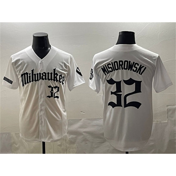 Milwaukee Brewers #32 Jacob Misiorowski White Jereymy 'Gothic 414 Shadows Edition' Vapor Premier Limited Stitched Jersey