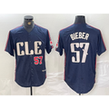 Cleveland Guardians #57 Shane Bieber Number Navy Jereymy 2024 City Connect Limited Stitched Jerseys
