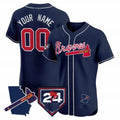 Custom Atlanta Braves 2024 Spring Training & Georgia Patch Vapor Premier Elite Jersey ¨CNavy Jereymy