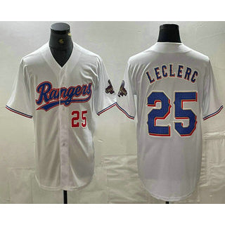 Texas Rangers #25 Jose Leclerc Number White Jereymy 2024 Gold Collection Limited Cool Base Jersey 2