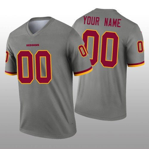 Custom W.Redskins Gray Jereymy Inverted Legend Jersey