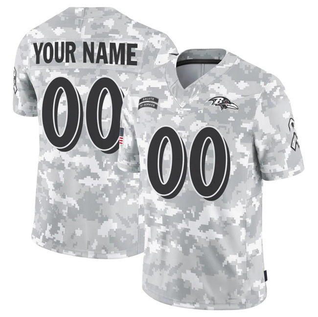 Custom B.Ravens Active Player 2024 F.U.S.E Arctic Camo Jereymy Salute To Service Limited Stitched Football Jersey
