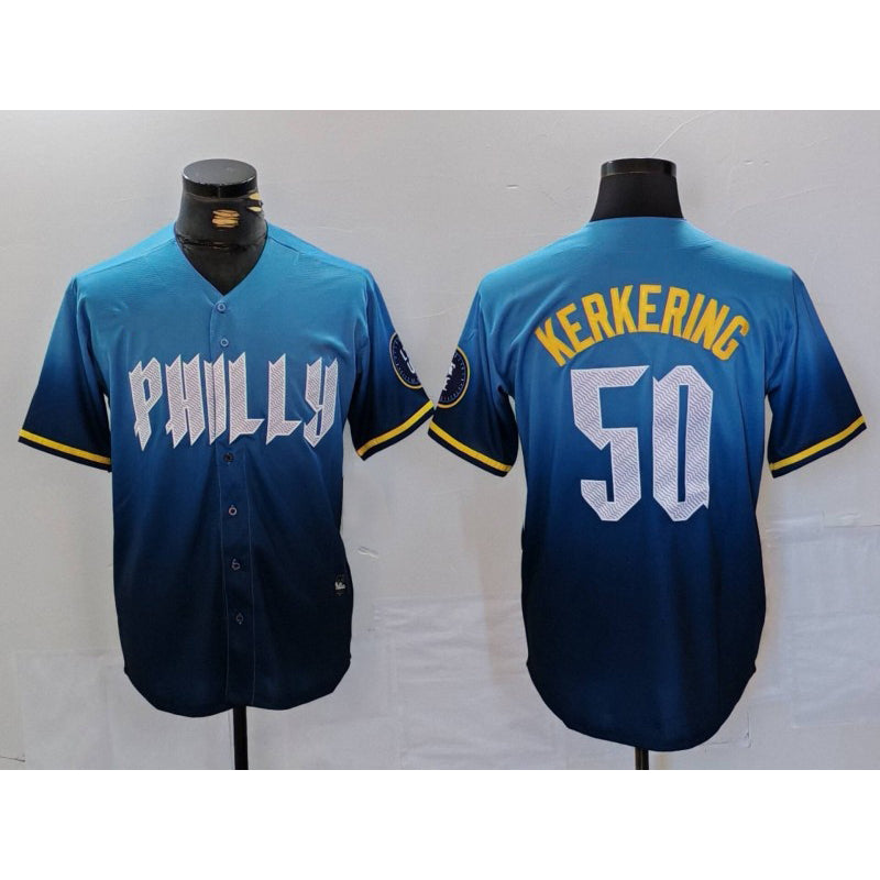Philadelphia Phillies #50 Orion Kerkering Blue Jereymy 2024 City Connect Limited Stitched Jersey