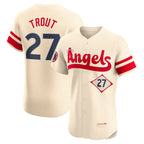 Los Angeles Angels #27 Mike Trout Cream Jereymy City Connect Elite Player Jersey