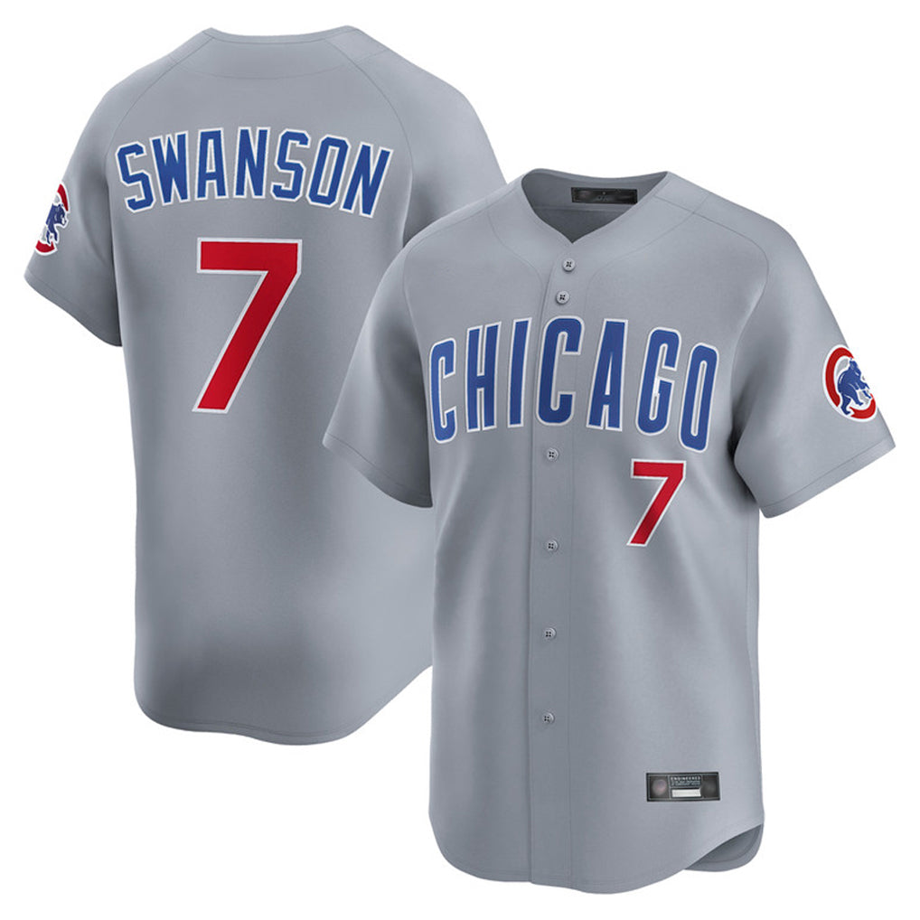Chicago Cubs #7 Dansby Swanson Player Gray Jereymy Road Limited Home Stitched Jerseys