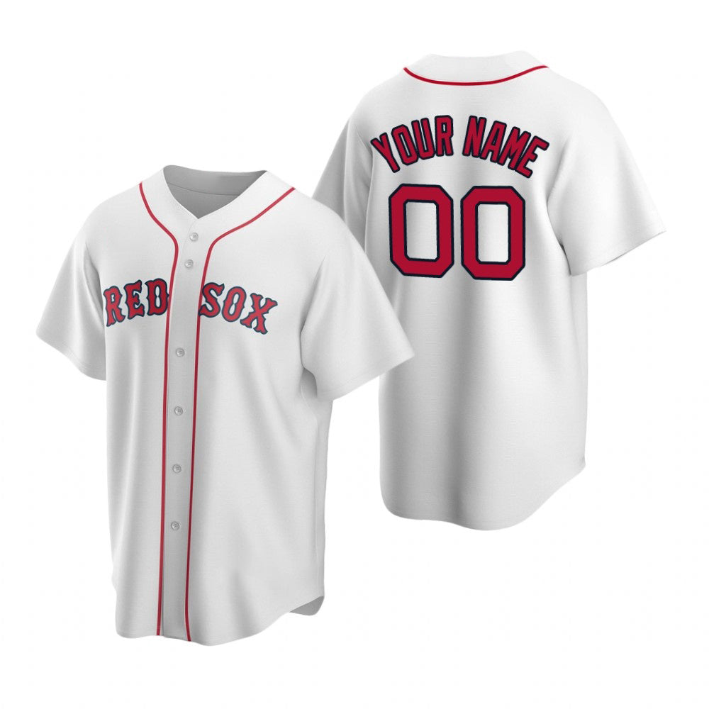 Custom Boston Red Sox White Jereymy Stitched Cool Base Home Jersey