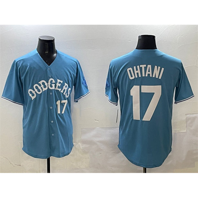 Los Angeles Dodgers #17 Shohei Ohtani Light Blue Jereymy Limited Stitched Jersey