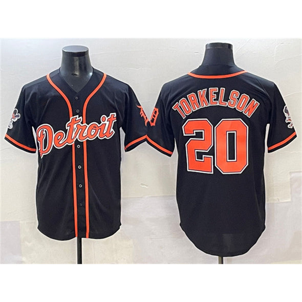 Detroit Tigers #20 Spencer Torkelson Black Jereymy With Patch Cool Base Stitched Jersey