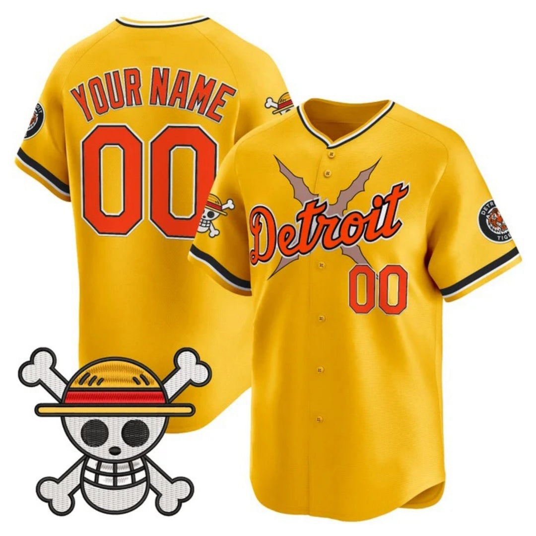 Custom Detroit Tigers x One Piece Gold Jereymy Vapor Premier Limited Jersey - Stitched