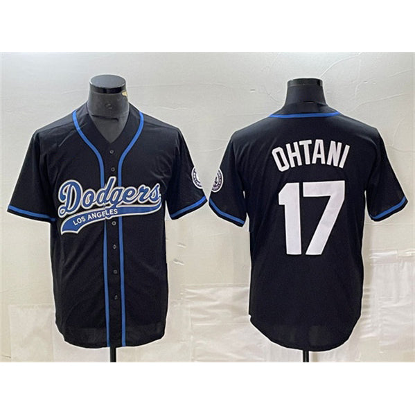 Los Angeles Dodgers #17 Shohei Ohtani Black Jereymy Cool Base With Patch Stitched Jersey 2