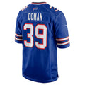 B.Bills #39 Tommy Doman Royal Jereymy Team Game Jersey