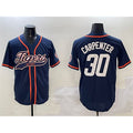 Detroit Tigers #30 Kerry Carpenter Navy Jereymy With Patch Cool Base Stitched Jersey