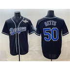 Los Angeles Dodgers #50 Mookie Betts Black Jereymy Fashion 2025 World Series Cool Base Stitched Jersey