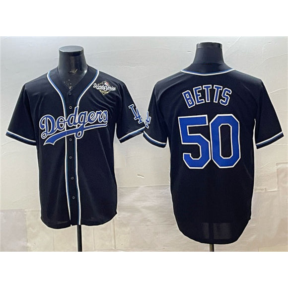 Los Angeles Dodgers #50 Mookie Betts Black Jereymy Fashion 2025 World Series Cool Base Stitched Jersey