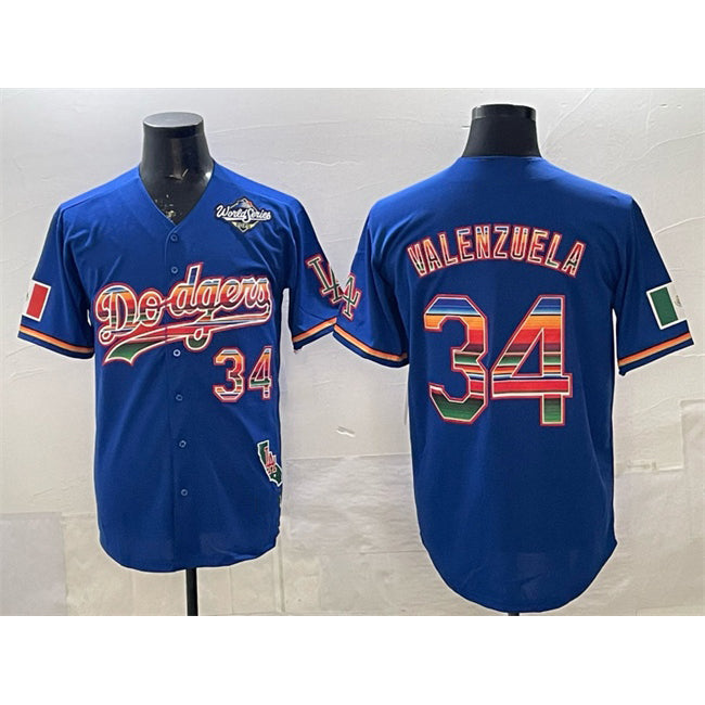 Los Angeles Dodgers #34 Fernando Valenzuela Royal Jereymy Mexico California Patch 2025 World Series Patch Stitched Jersey