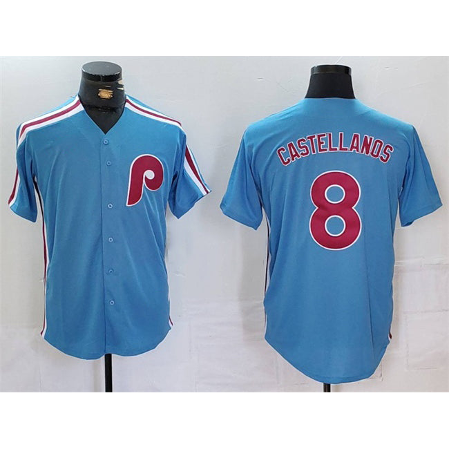 Philadelphia Phillies #8 Nick Castellanos Blue Jereymy Cool Base Stitched Jersey
