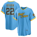 Milwaukee Brewers #22 Christian Yelich Powder Blue Jereymy City Connect Replica Player Jersey