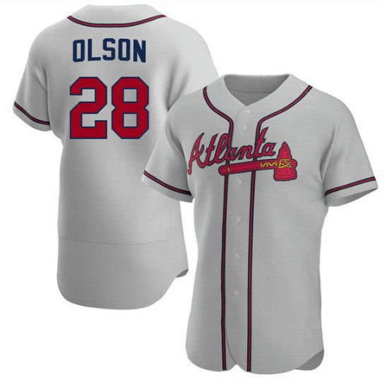Atlanta Braves #28 Matt Olson Gray Jereymy Flex Base Stitched Jersey