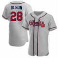 Atlanta Braves #28 Matt Olson Gray Jereymy Flex Base Stitched Jersey