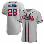Atlanta Braves #28 Matt Olson Gray Jereymy Flex Base Stitched Jersey